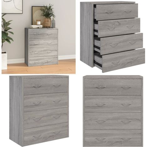 Kommode mit 4 Schubladen 60x30,5x71 cm Grau Sonoma - Kommode - Sideboard - Wohnzimmermöbel - Grau - Holzmöbel - Home & Living (1/5)