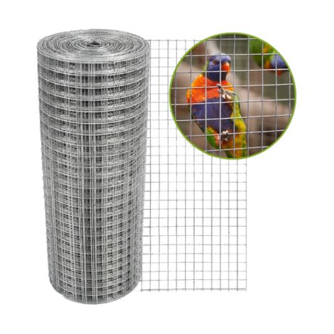 Clôture à domicile – Grillage volière soudé – Galvanisé – Maille 19 x 19 mm - Fil 1,40 mm - Longueur 25 m – Hauteur 1,00 cm – Couleur galvanisé (1/3)