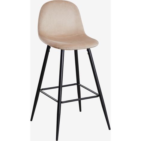 Sgabello alto Glamm in velluto SKLUM Marrone Grano Nero (1/5)