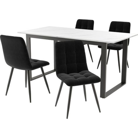 Set tavolo da pranzo allungabile 140/180 x 80 x 75 cm con 4 sedie MDF (1/5)