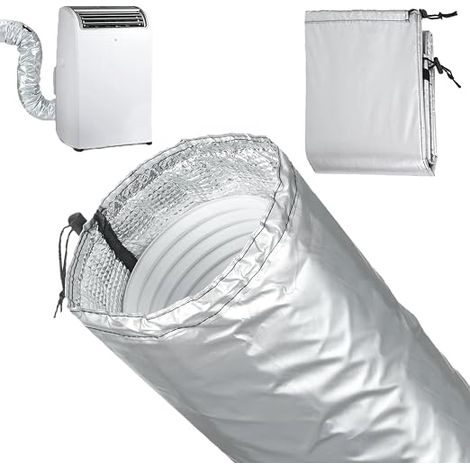 Housse De Protection Pour Tuyau De Climatisation, Revêtement de Tuyauterie Antibruit, Insonorisant et Thermo-isolant, Longueur Réglable, Sangle Élastique (1/5)