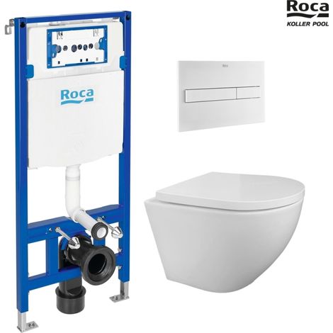 BASTIDOR ROCA DUPLO PACK CISTERNA EMPOTRADA Y PULSADOR PL7 BLANCO MATE CON WC SUSPENDIDO KP ROUND SMART Blanco Tornado 3.0 (1/5)