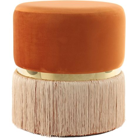 Pouf Rebecca Arancione e Oro con Frange (1/3)