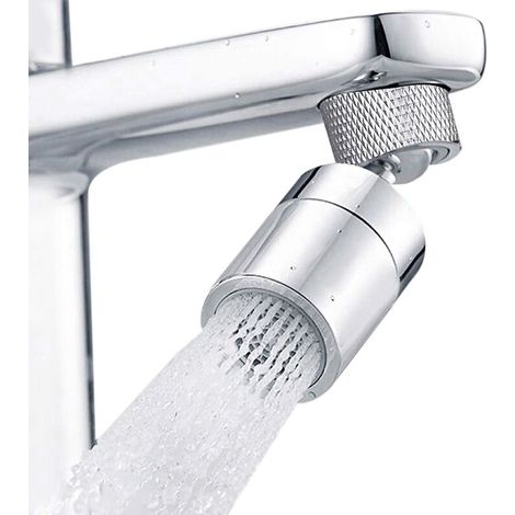 Dual-function swivel tap nozzle, 80-degree wide angle, for kitchen and bathroom - Polished chrome (FM24) (1/5)