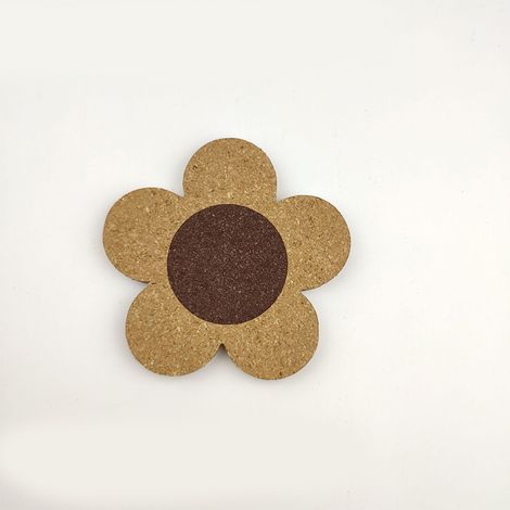 Sous-verre Bois Fleur Style Nordique en Liège pour Table de Cuisine et Salle à Manger (1/5)
