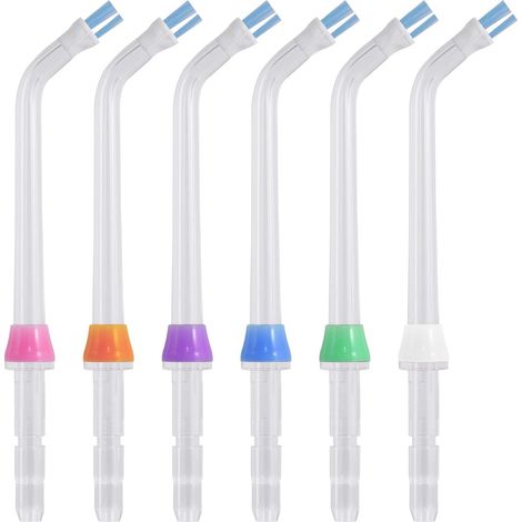 Lot de 6 Embouts de Rechange pour Hydropulseur, 11.5 cm Réutilisable Lave-Bouche Buse D'irrigateur Dentaire, Dentaires Hygiène Embouts pour Nettoie Implants Couronnes Bridges (1/5)