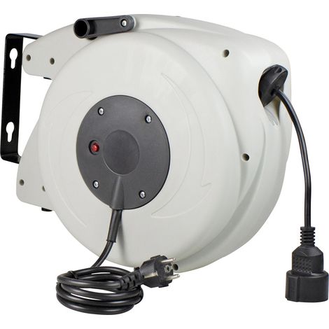 AS Schwabe 12645 Wandkabeltrommel 20 m Schwarz Schutzkontakt-Winkelstecker, Frankreich-Stecker