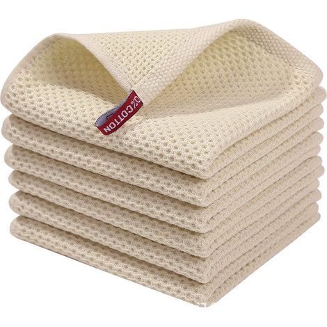 100% Cotton Kitchen Dish Cloths, 10-Pack Waffle Weave Dish Towels, Ultra Soft Absorbent Quick Drying for Kitchen Towels Set Dish Rags, 12x12 Inches (1/5)