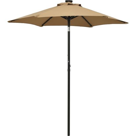 Parasol avec lumières led 200 x 211 cm aluminium taupe (1/5)