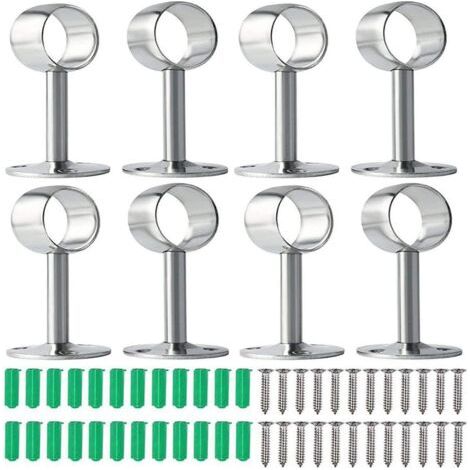 Support de Tringle a Rideau 8PCS Support Tringle Penderie Support Barre Penderie Support de Tige de Bride avec Vis et Tuyaux D'expansion pour Armoire de Rideau de Douche(22mm and 25mm) (1/5)