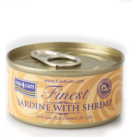 Fish4Cats - Sardine con gamberetti - Cibo umido per gatti 70 g (1/4)