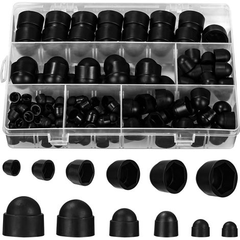 145 Pièces Cache Ecrou, M4/M5/M6/M8/M10/M12 cache vis, Ecrou Protection Hexagonal, Boulons Capuchon Écrou de Boulons, Cache Boulons Capuchon à Vis