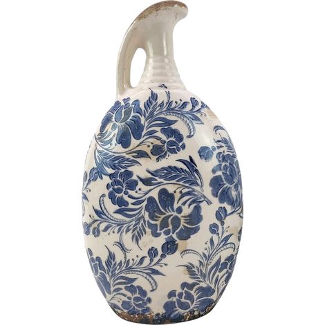 Grande vaso da fiori decorativo in ceramica blu per casa e ufficio