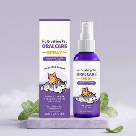 Spray de soin bucco-dentaire pour animaux de compagnie : prend soin en douceur de la bouche et des dents des chats et des chiens, rafraîchit l’haleine et élimine les taches – 50 ml (1/5)