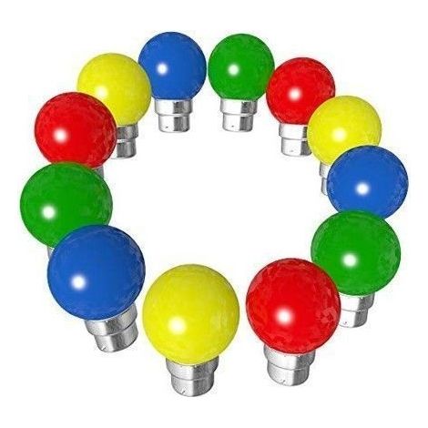 Lot de 12 ampoules LED B22 multicolores – Guirlandes guinguette - Rouge Vert Jaune Bleu