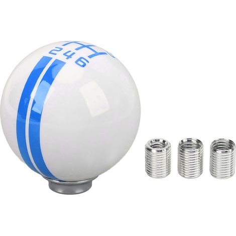 Pommeau de levier de vitesse de course de voiture à 6 vitesses pour boule ronde de Style Shelby GT500 avec 3 adaptateurs véhicule manuel blanc bleu (1/5)