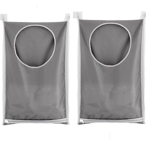 pcs Laundry Bag, Large Capacity Laundry Hamper Storage Bag, Hanging Laundry Closet Storage Bag for Bathroom, Dorm, and Closet (Grey) (1/5)