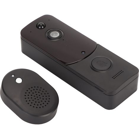 Sonnette vidéo connectée Wi-Fi pour la maison, caméra sans fil HD avec vision nocturne, reconnaissance humanoïde et interphone visuel (noir). (1/5)