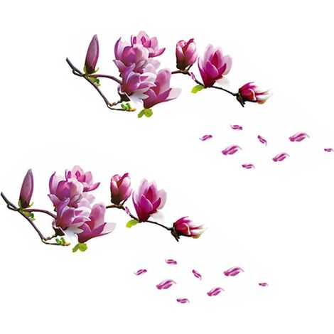 stickers muraux Magnolia amovibles en PVC avec motif floral (1/5)
