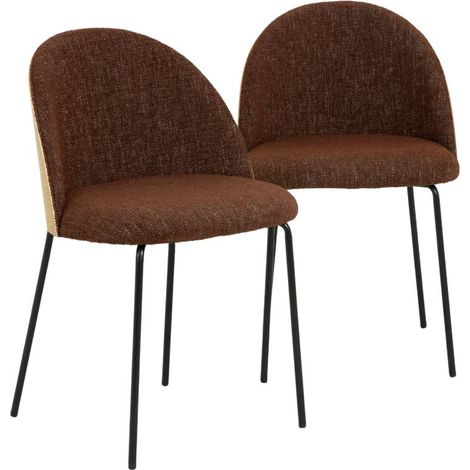 Chaise en tissu acajou et bois clair Nyssa (lot de 2)