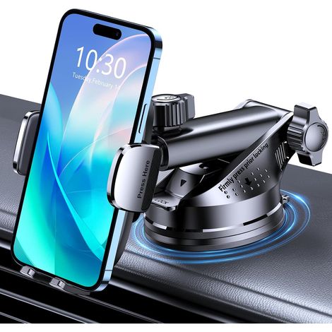 Support Telephone Voiture, [Jamais de Chute] Ultra Robuste Porte Telephone Voiture Orientable à 360°, Accroche Téléphone Voiture Ventouse Ensembles d'Intérieurs pour 4-7" Smartphones (1/5)