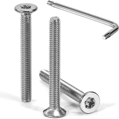 30 vis à tête fraisée torx m4 x 35 mm, acier inoxydable a2, filetage complet, clé t20 incluse, pour métal et assemblage (1/5)