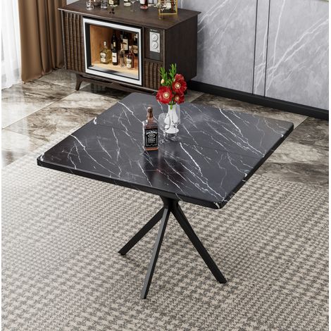 Mesa de comedor cuadrada 98x98 cm MDF negro patas de metal para 4 a 6 personas - CHICFURN (1/5)