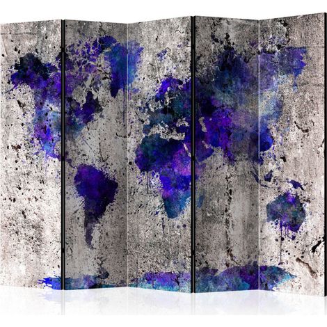 Paravent 5 Volets "World Map : Ink Blots" 172x225cm (1/2)
