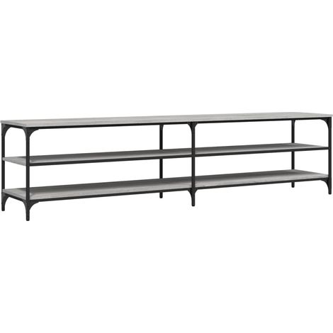 Mobile TV multimediale scaffale TV buffet TV sala da pranzo soggiorno camera da letto sonoma 200 x 30 x 50 cm legno ingegnerizzato e metallo grigio 020028436