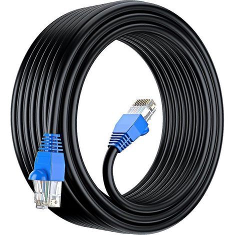 Câble réseau Ethernet Cat6 extérieur étanche de 50 m pour enfouissement direct - UTP - CCA - 550 MHz - Noir (1/5)