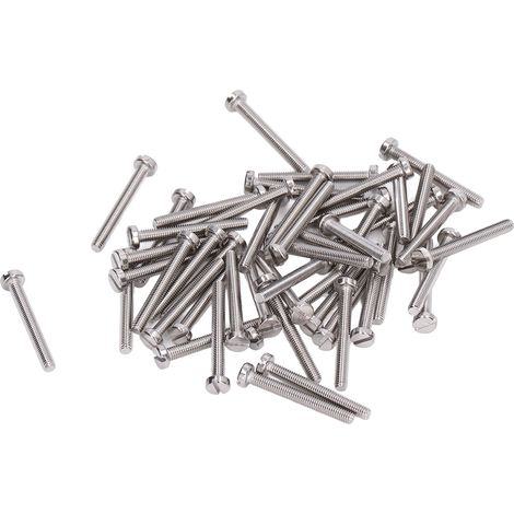 50 vis à tête cylindrique fendue en acier inoxydable A2-70, idéales pour bricolage et machines de précision, M3 x 25 mm, lot de 50 (1/5)