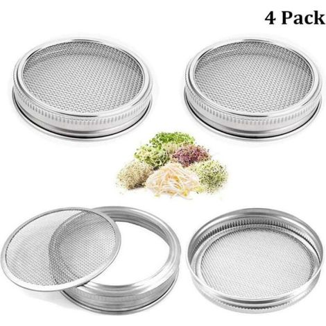 Kit couvercles de germination - - - 4 couvercles inox - 2 supports de germination - Noir (1/4)