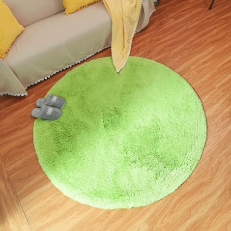 Tapis de Salon Moderne, Tapis de Chambre Rond Super Doux Moelleux Velours Tapis d'intérieur Moelleux Doux Cheveux Longs Coussin de Chaise décoratif Coussin de canapé (Vert, 100x100cm)-Ensolei (1/5)