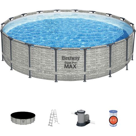PISCINA TONDA FUORI TERRA STEEL PRO MAX BESTWAY 549xH122 -5618Y + POMPA, SCALETTA E TELO
