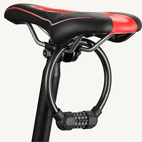 2 Pcs Antivol Velo Antivol Vélo Cadenas Code de Velos avec Mot Passe à 4 Chiffres - Câble Antivol (noir, chacun 40 cm de long) (1/5)