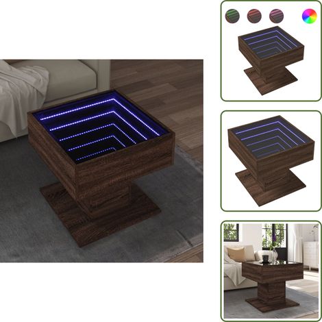 LED-Couchtisch Braun Eichen-Optik 50x50x45 cm Holzwerkstoff - Couchtisch - Couchtische - Beistelltisch - Sofatisch (1/5)