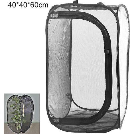 1 Caja de protección contra insectos, malla plegable, tela oxford negra, 50x50x58 cm, para plantas e incubación. (1/5)