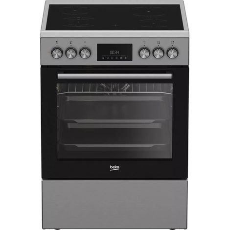 Beko – Cuisinière vitrocéramique 4 foyers – Four électrique 66L – Classe A – Cuisson par convection – FBE67310GX