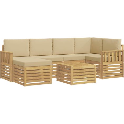 Outdoor-Sofagarnitur 7 pcs Weiß und Beige 59 x 59 x 37 cm vidaXL