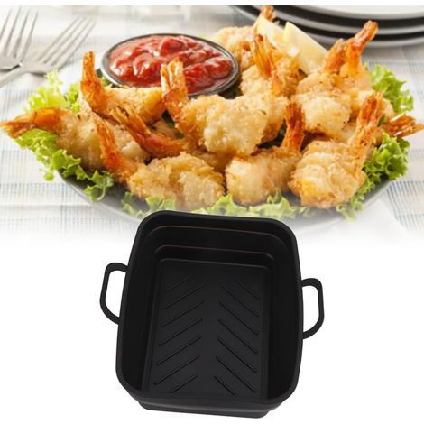 2-teilige rechteckige Silikon-Heißluftfritteusenschale mit Griff – hitzebeständig bis 227 °C, recycelbar, leicht zu reinigen (1/5)