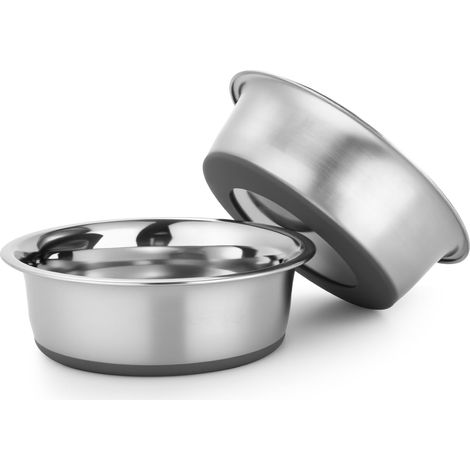 Juego de 2 comederos de acero inoxidable para perros, con base de goma antideslizante, aptos para lavavajillas, fáciles de limpiar y resistentes a la corrosión. Ideales para perros pequeños y gatitos. (1/5)