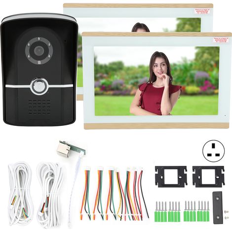 Sonnette vidéo WiFi 10 pouces 1080P détection de mouvement message visiteur vision nocturne interphone bidirectionnel Tuya 100‑240V prise UK (1/5)
