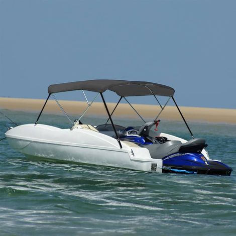 Auvent bimini pour bateau à 3 arceaux en polyester anthracite 183 x 180 x 137 cm - PANGIVO (1/5)