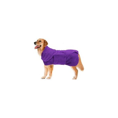 Serviette à séchage Rapide pour Animaux, Coton Extensible en Microfibre, Peignoir pour Chien, Conception de Veste Chaude-Mauve-M (1/2)