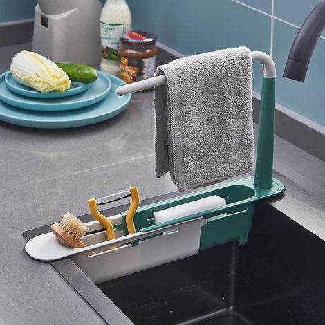 1 Étagère télescopique,Support extensible,Polypropylène,Drainage rapide,Évier de cuisine (1/5)