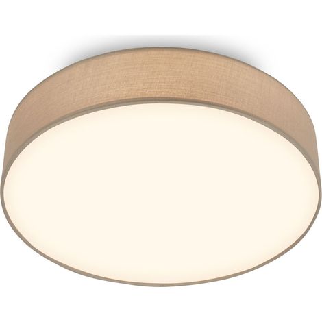 Briloner LED Deckenlampe Stoffschirm Ø38x10,5 cm Rund 24W 2600lm 3000K Warmweiß Taupe - Deckenleuchte Wohnzimmer Schlafzimmer Küche Flur (1/5)