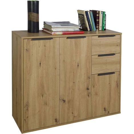 MOBILE MULTIUSO TRE ANTE + DUE CASSETTI LINEA 'ESPRESSO' cm.106 x 35,4 x h. 86,9 - bianco laccato