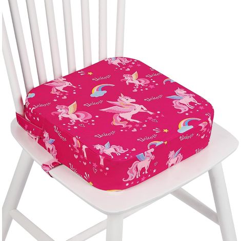 Rehausseur de Chaise Enfant, Réhausseurs Coussin avec 2 Sangles, Boucle de Sécurité, Motif de Dessin Animé Pour Enfant, 32 x 32 x 10 cm (1/5)