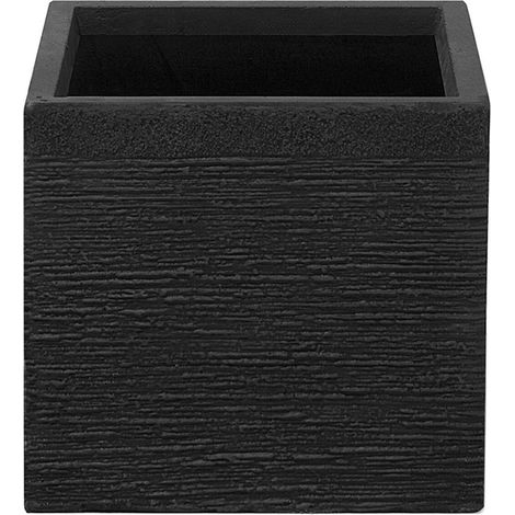 Cache-Pot Noir Cube en Mélange de Fibres 30 x 30 x 28 cm Pot de Fleurs Effet Pierre de Design Moderne Idéal pour Extérieur et Intérieur Beliani