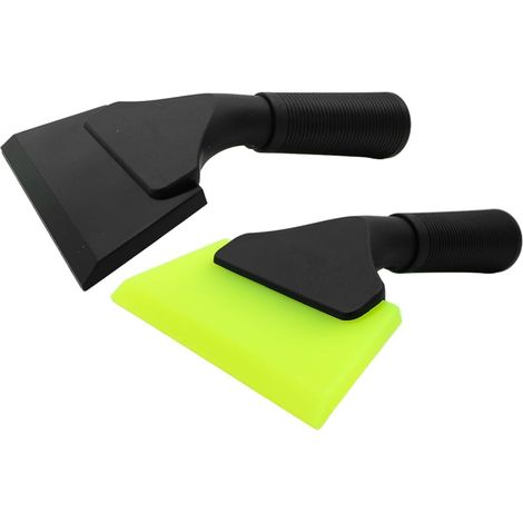 Lot de 2 grattoirs en caoutchouc souple avec poignée en plastique, nettoyant en verre en silicone souple pour fenêtres, miroirs, porte de salle de bain, pare-brise de voiture (vert, noir) (1/5)